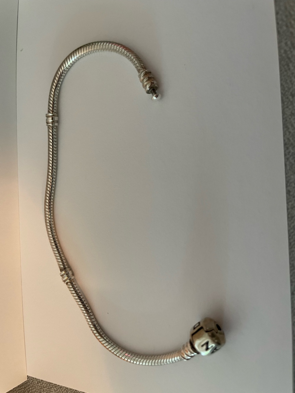 Sterling Silver Pandora Barrel Clasp Snake Chain Charm Bracelet